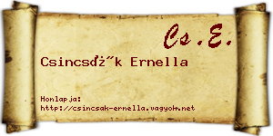 Csincsák Ernella névjegykártya